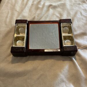 Vintage Mirror Go Lightly Jerdon  3X Lighted Makeup Mirror Tortoise Shell Brown